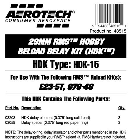 AeroTech HDK-15 RMS-29/40-120 Hobby Delay Kit (3-Pack) - 43515